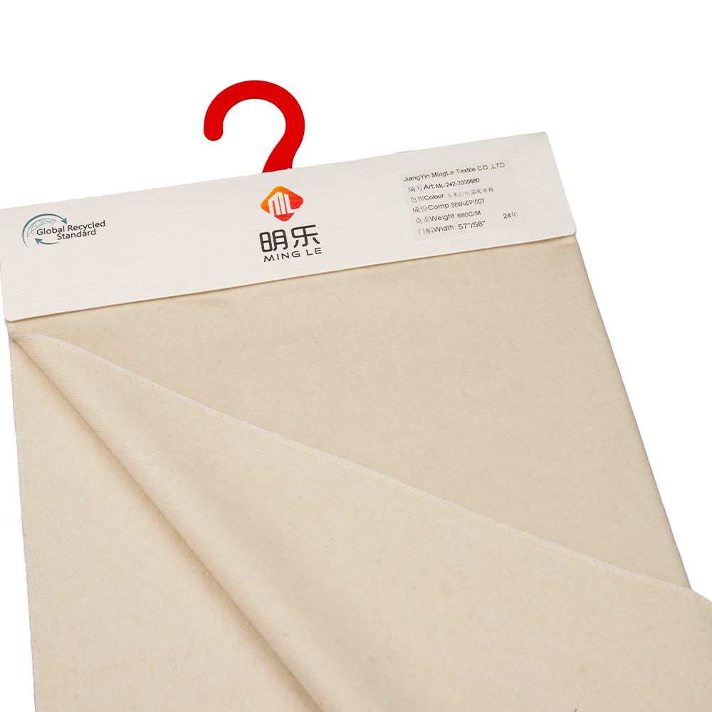 50% صوف، 40% بوليستر، 10% ألياف أخرى، 680 جرام/متر، بيج، صوف كريستالي ذو وجه واحد، ML-242-2050680