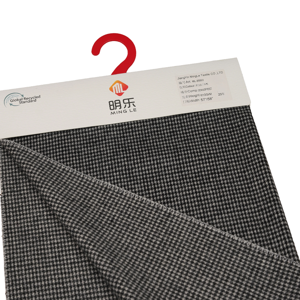 30% صوف، 60% بوليستر، 10% ألياف أخرى، 610 جرام/متر، أبيض وأسود، قماش منقوش مطلي بوجه واحد، ML-20001