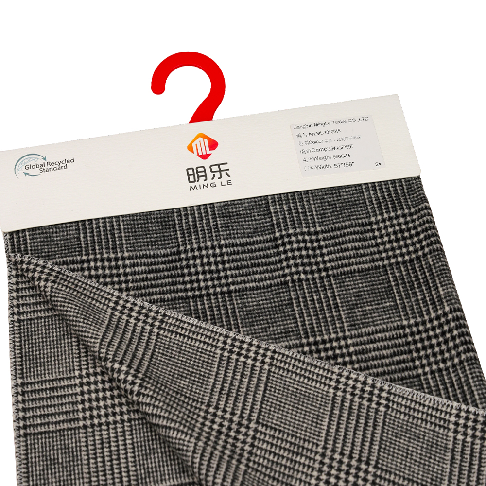 50% صوف، 40% بوليستر، 10% ألياف أخرى، 560 جرام/متر، أسود + رمادي فاتح، نسيج صوف منقوش ذو وجه واحد، ML-1010015