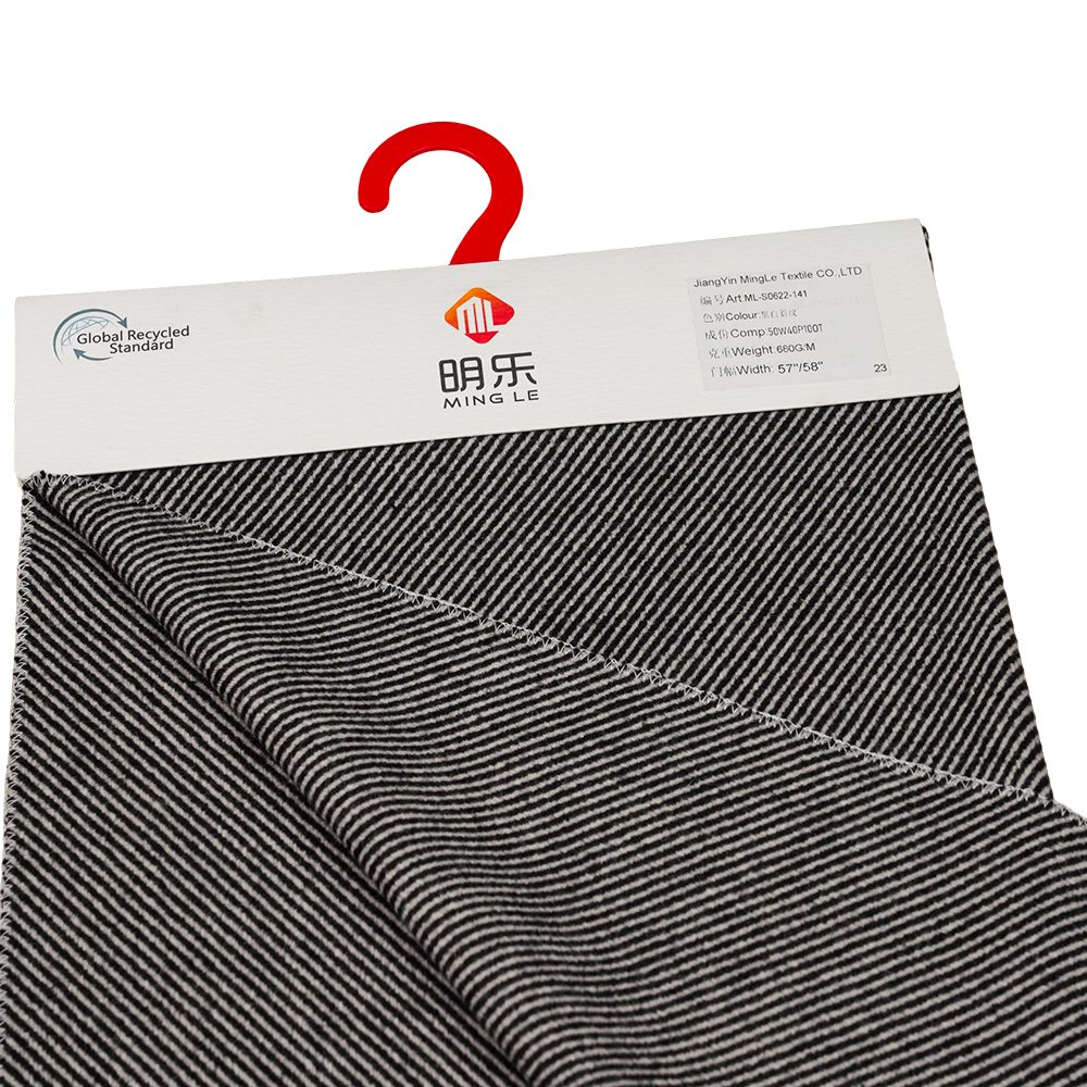 50% صوف، 40% بوليستر، 10% ألياف أخرى، 680 جرام/متر، أبيض وأسود، قماش تويل ميلتون، ML-S0622-141