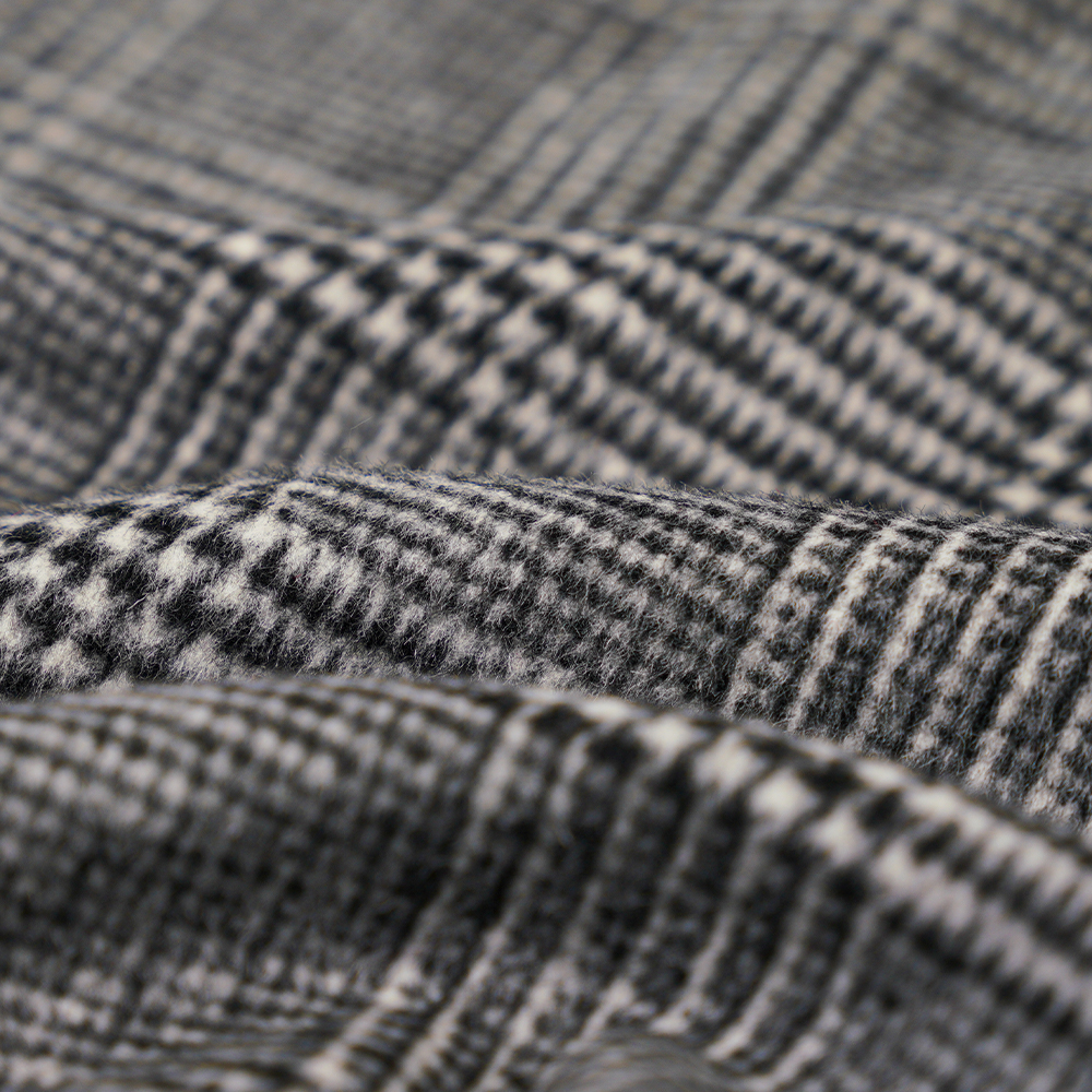 30% صوف، 60% بوليستر، 10% ألياف أخرى، 610 جرام/متر، أبيض وأسود، قماش منقوش مطلي بوجه واحد، ML-20001