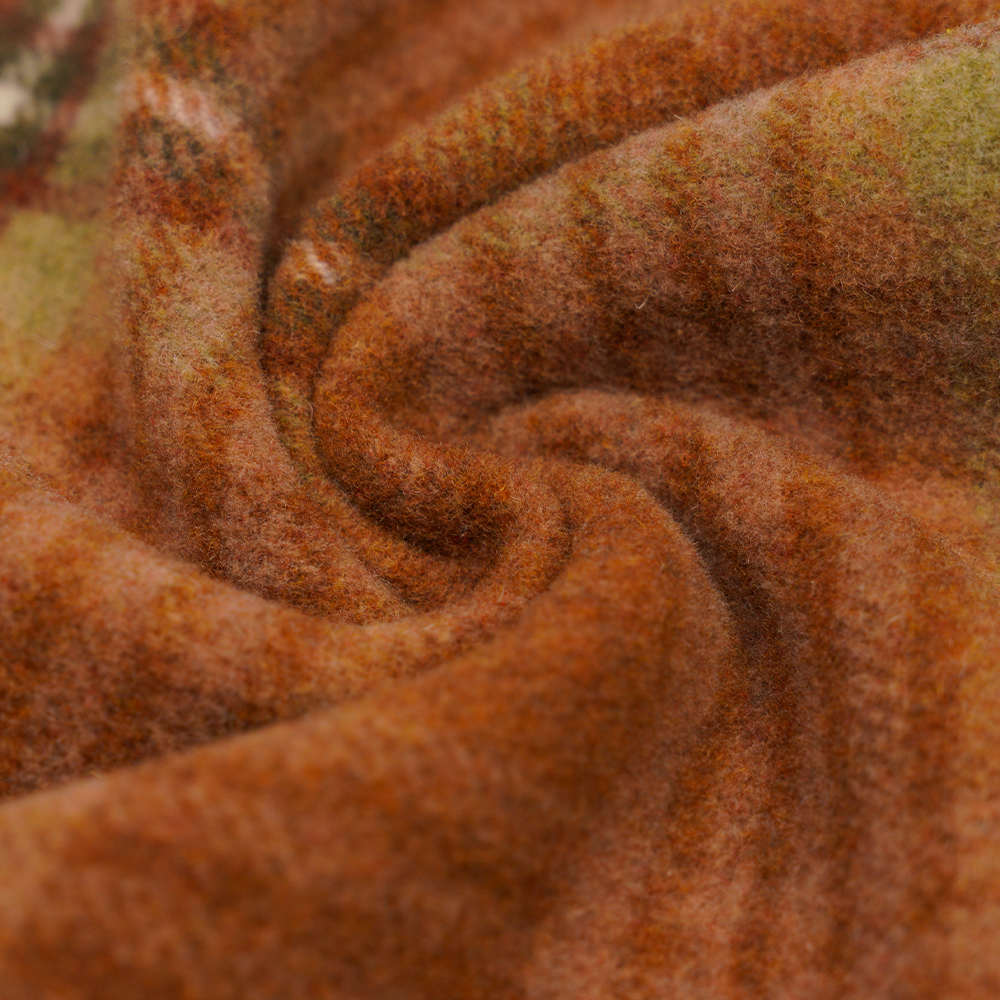 50% صوف، 40% بوليستر، 10% ألياف أخرى، 860 جرام/متر، بني وأصفر مربعات، قماش مخملي، ML-062142104